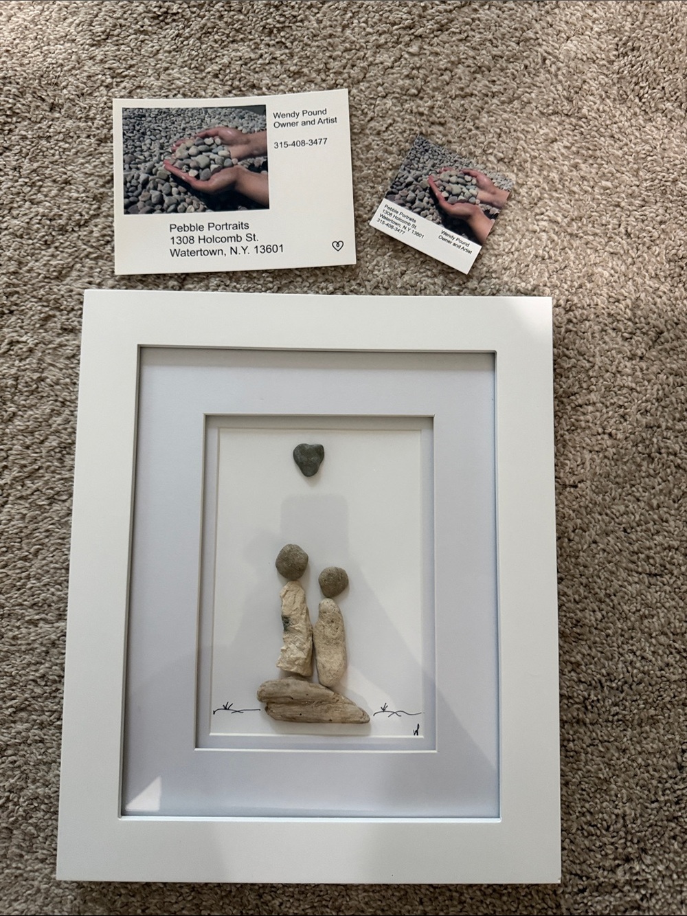 Pebble Portraits White-Framed Pebble Art by Wendy Pound